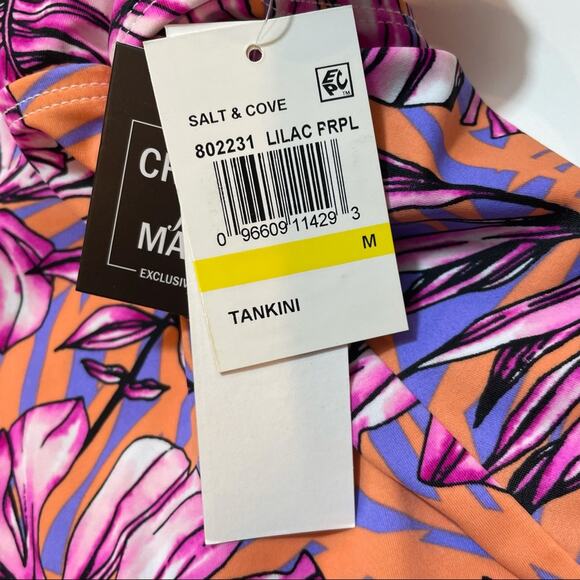 Salt + Cove LILAC MULTI Juniors' Tankini Swim Top - Picture 3 of 7